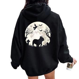 Halloween Moon French Bulldog Costume Dog Lover Owner Women Oversized Hoodie Back Print - Thegiftio UK