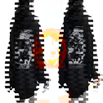 Halloween Scary Pumpkin Headless Horseman Horse Riding Lover Women Oversized Hoodie Back Print - Monsterry