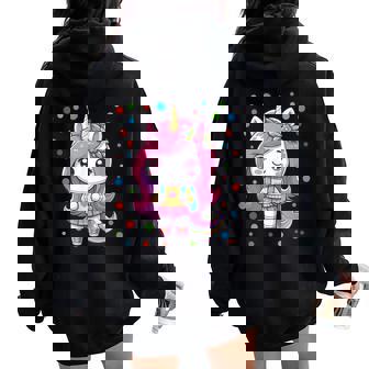Happy Dot Day Unicorn Dots For Girls Women Oversized Hoodie Back Print - Thegiftio UK