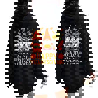 Happy Thanksgiving Fall Autumn Thanksgiving Gnomes Gnomie Women Oversized Hoodie Back Print - Thegiftio UK