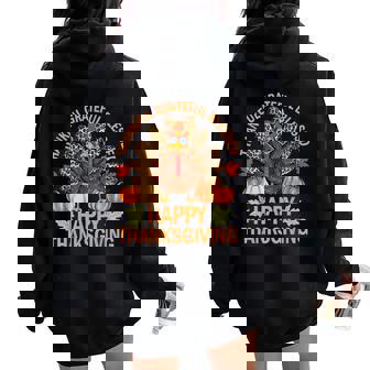 Happy Thanksgiving Turkey Pumpkin Autumn Fall Family Women Oversized Hoodie Back Print | Mazezy