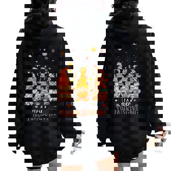 Happy Thanksgiving Three Gnomes Pumpkin Spice Autumn Fall Women Oversized Hoodie Back Print - Thegiftio UK