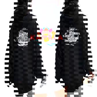 Harris 2024 Vintage Lotus Flower Boho Kamala Harris 2024 Women Oversized Hoodie Back Print - Monsterry