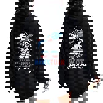Hawk Tush American Flag Blue Red White Usa Women Oversized Hoodie Back Print - Thegiftio UK