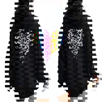 Heart Rainbow Cheetah Leopard Tiger Print Women Oversized Hoodie Back Print - Thegiftio UK
