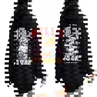 Hello 4Th Grade Cat Girls For First Day Of 4Th Grade Girls Women Oversized Hoodie Back Print - Thegiftio UK