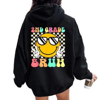 Hello Second Grade Retro Team 2Nd Grade Bruh Back To School Women Oversized Hoodie Back Print - Thegiftio UK