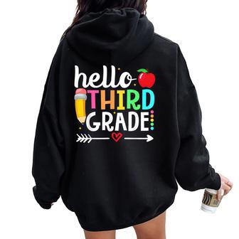 Hello Third Grade Team 3Rd Grade Teacher Back To School Women Oversized Hoodie Back Print - Thegiftio UK