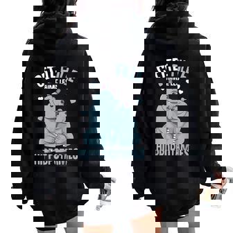 Hippopotame Cette Fille Aimes Les Hippopotames Women Oversized Hoodie Back Print - Cadeauxyz