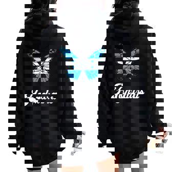 Honduras Flag Proud Butterfly Central America Honduran Roots Women Oversized Hoodie Back Print - Thegiftio