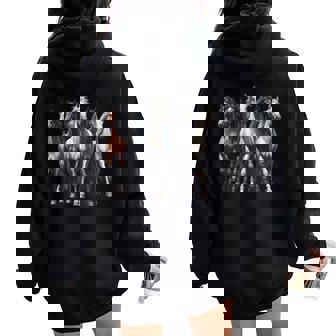 Horse Lovers Horse Collage Graphic For Women Women Oversized Hoodie Back Print - Thegiftio