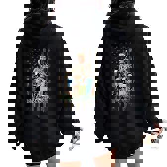 Hunting Trump Camouflage Usa Flag Duck Hunting Season Maga Women Oversized Hoodie Back Print - Thegiftio