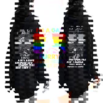 I'm A Gay Furry Rainbow Fox Wolf Fursona Fandom Pride Month Women Oversized Hoodie Back Print - Thegiftio UK