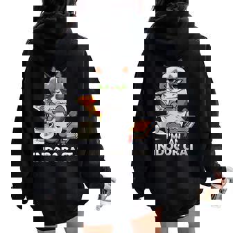 I'm An Indoor Cat Reading Coffee Gaming Cat Person Women Oversized Hoodie Back Print - Monsterry