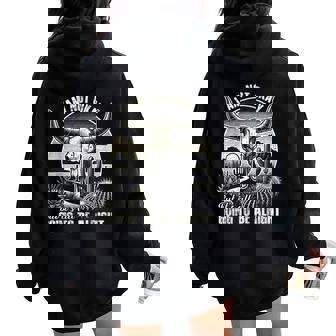 I'm Not Okay But It's Going To Be Alright Bull-Skull Cactus Women Oversized Hoodie Back Print | Mazezy