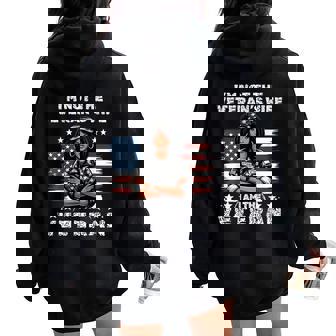 I'm Not Veteran's Wife I'm Veteran American Flag Women Oversized Hoodie Back Print - Seseable
