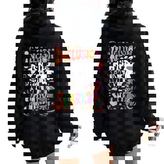 Inclusion Isn't Too Scary Ghost Slp Halloween Sped Teacher Women Oversized Hoodie Back Print - Thegiftio UK