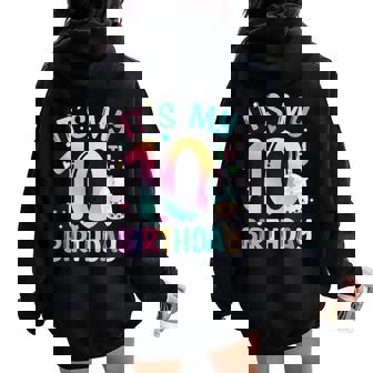 It's My 10Th Birthday Bubble Boba Tea Party 10 Year Old Girl Women Oversized Hoodie Back Print - Thegiftio