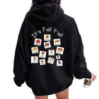 It's Fall Y'al Speech Therapy Slp Teacher Appreciation Women Oversized Hoodie Back Print - Thegiftio UK