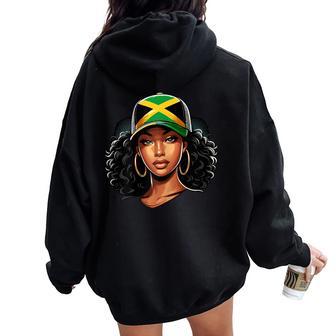 Jamacain Afro Hair African Jamaica Women Oversized Hoodie Back Print - Thegiftio UK