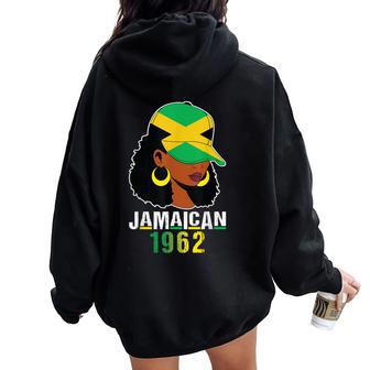 Jamaica Independence Day Celebration Jamaican Queen 1962 Women Oversized Hoodie Back Print - Thegiftio UK