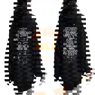 Jesus Es Mi Roca Y Mi Fortaleza Salmos Women Oversized Hoodie Back Print - Monsterry