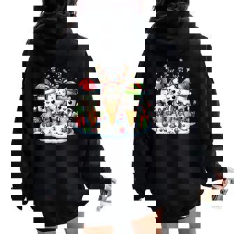 Jolie Glace De Noël Père Noël Renne Elfe Pour S Hommes Enfants Sweat à capuche oversize pour femme avec imprimé dans le dos - Cadeauxyz
