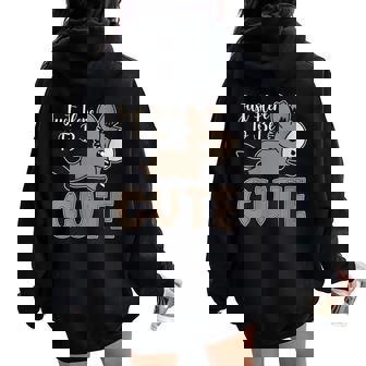 Just Here To Be Cute Donkey Rescue Lovers Farm Animal Donkey Women Oversized Hoodie Back Print - Monsterry