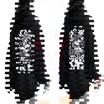 Just A Girl Who Loves Cats Cute Cat Women Oversized Hoodie Back Print | Mazezy