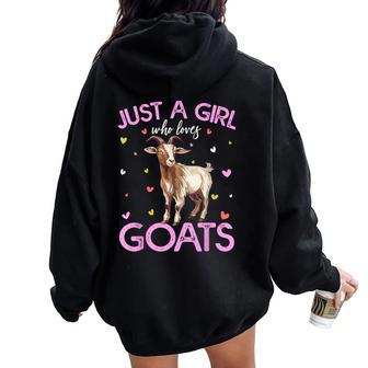 Just A Girl Who Loves Goats For Girls Women Oversized Hoodie Back Print - Thegiftio UK