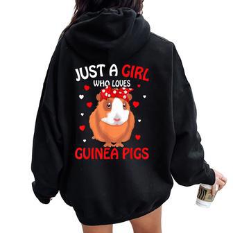 Just A Girl Who Loves Guinea Pigs For Girls Women Oversized Hoodie Back Print - Thegiftio UK