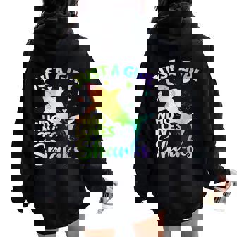Just A Girl Who Loves Sharks Cute Shark Lover Girls Women Oversized Hoodie Back Print | Seseable UK