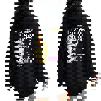 K-Pop And Bubble Tea Amoureux De La Musique Coréenne Hallyu Sweat à capuche oversize pour femme avec imprimé dans le dos - Cadeauxyz