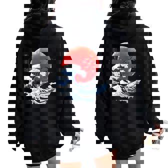 Katsushika Hokusai Japanese Great Wave Kanagawa Women Oversized Hoodie Back Print - Thegiftio