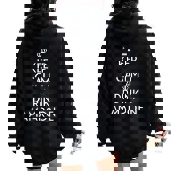 Keep Calm And Drink Amarone Italian Vino Wine Lover Meme Women Oversized Hoodie Back Print - Monsterry