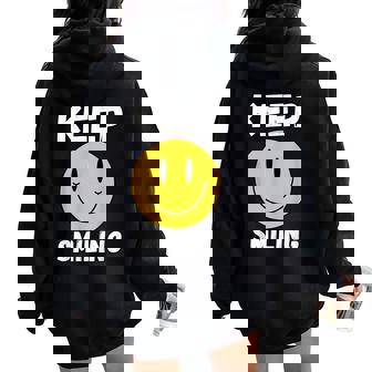 Keep Smiling Retro Cute Happy Yellow Smile Face Women Women Oversized Hoodie Back Print - Thegiftio