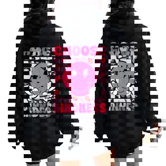 Be Kind Choose Kindness Retro Groovy Inspirational Women Oversized Hoodie Back Print - Thegiftio UK