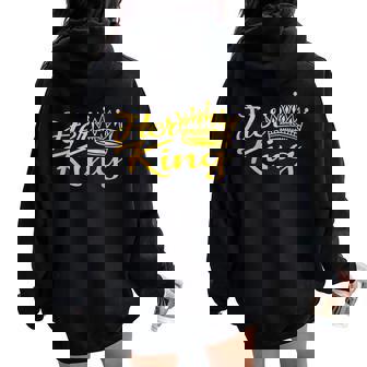 Her King His Queen Crown Valentine Couple Matching Women Oversized Hoodie Back Print - Monsterry