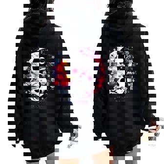 Kitsune Sakura Flower Blossom Nel Estetica Ying Yang Sakura Felpa con cappuccio oversize da donna con stampa posteriore - Novitaregali