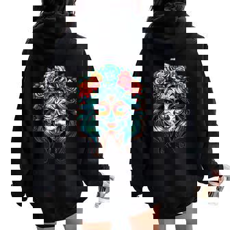 La Catrina Dia De Los Muertos Latina Cinco De Mayo Women Oversized Hoodie Back Print - Thegiftio UK