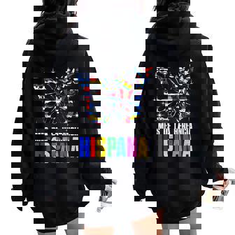 Latinx Countries Flags Mes De La Herencia Hispana Butterfly Women Oversized Hoodie Back Print - Monsterry