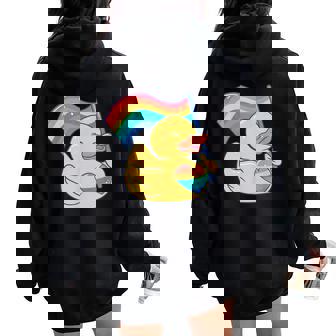 Lgbt Rubber Duck Toy Flag Pride Month Women Oversized Hoodie Back Print - Thegiftio UK