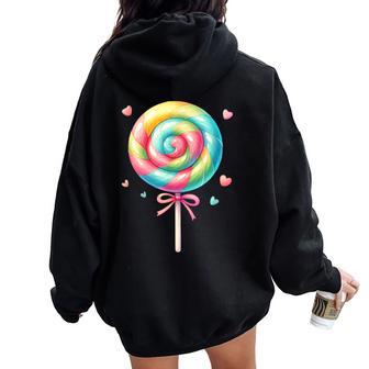 Lollipop Rainbow Candy For Kid Girl Sweet Women Oversized Hoodie Back Print - Thegiftio UK