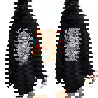 Loutre Floral Et Fleurs Mignon Animal Homme Cadeau Women Oversized Hoodie Back Print - Cadeauxyz