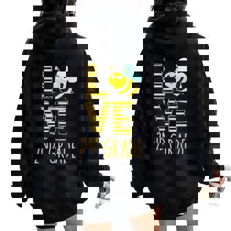 Love 2Nd Grade Back To School Yellow Bee 2Nd Grade Teacher Women Oversized Hoodie Back Print - Thegiftio UK