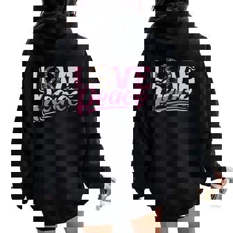 Love Peace Hippie Symbole De Paix Floral Rétro Sweat à capuche oversize pour femme avec imprimé dans le dos - Cadeauxyz