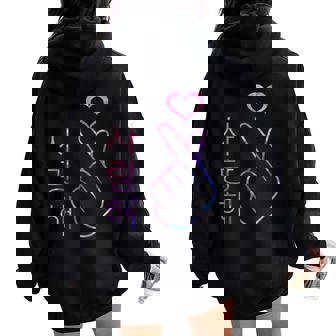 I Love You Saranghae Hand Heart Gesture Pop Coréenne K-Pop Sweat à capuche oversize pour femme avec imprimé dans le dos - Cadeauxyz