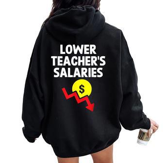 Lower Teachers Salaries Meme Cringe Sarcastic Ironic Women Oversized Hoodie Back Print - Thegiftio UK