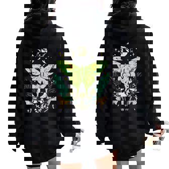 Luna Moth Mushrooms Moon Cottagecore Aesthetic Kid Men Women Oversized Hoodie Back Print - Thegiftio UK