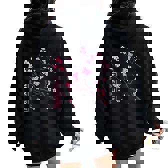 Manga Japonais Harajuku En Fleurs De Cerisier Japonais Sakura Sweat à capuche oversize pour femme avec imprimé dans le dos - Cadeauxyz